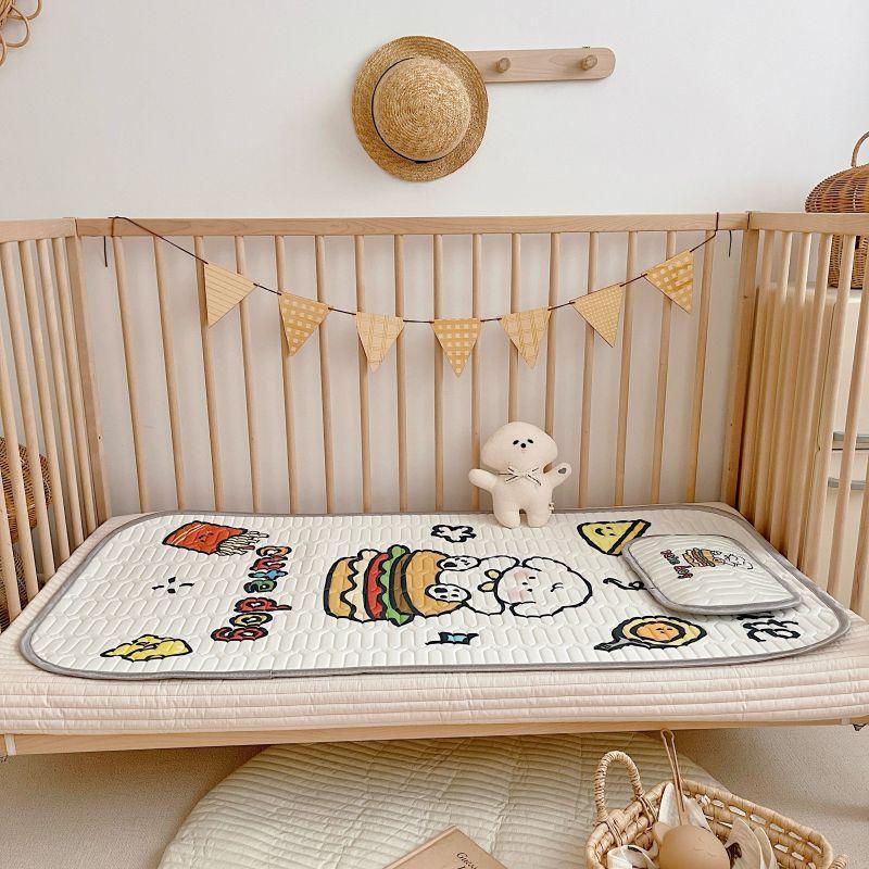 Product Introduction of Cartoon large edition printed cool silk baby anti slip cool mat 60x120cm two-piece set with buckwheat core mattress pillow combination 0