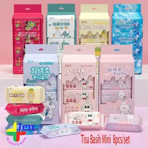 Tisu basah mini isi 64pcs tisu basah anak karakter 1 pack isi 8 bungkus