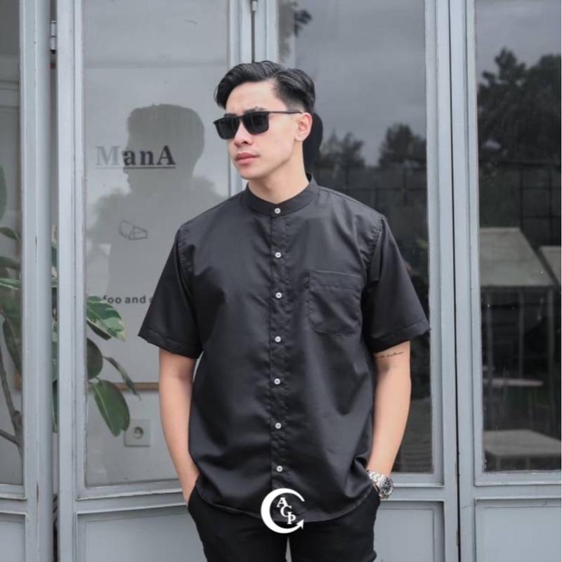 AGP Kemeja Shanghai - Toyobo Pendek / Kemeja Shanghai Pria Lengan Pendek / Kemeja Pria Basic Polos / Kemeja Muslim Katun 2