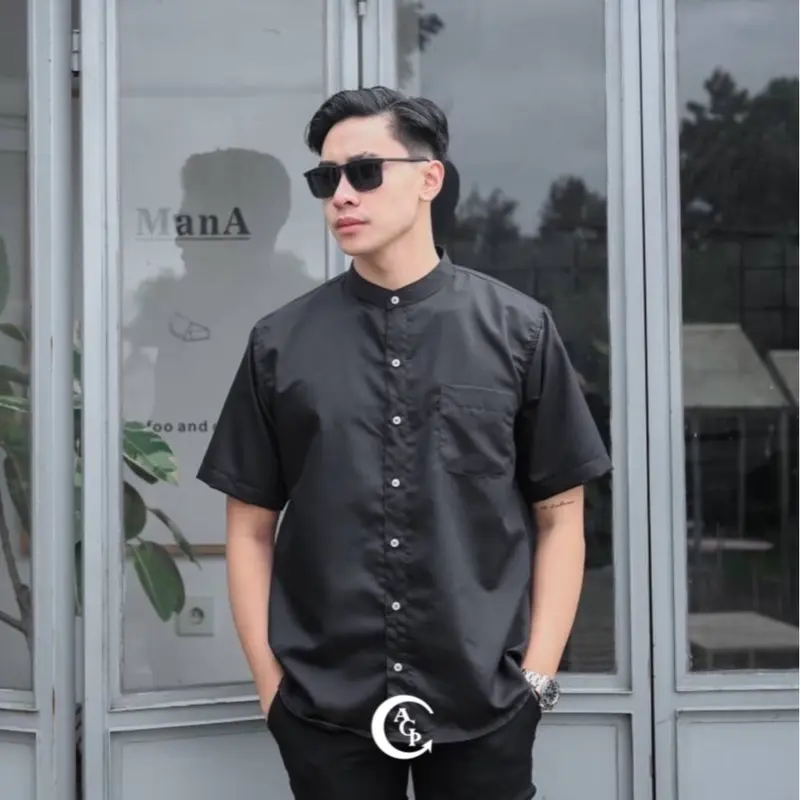 AGP Kemeja Shanghai - Toyobo Pendek / Kemeja Shanghai Pria Lengan Pendek / Kemeja Pria Basic Polos / Kemeja Muslim Katun 2