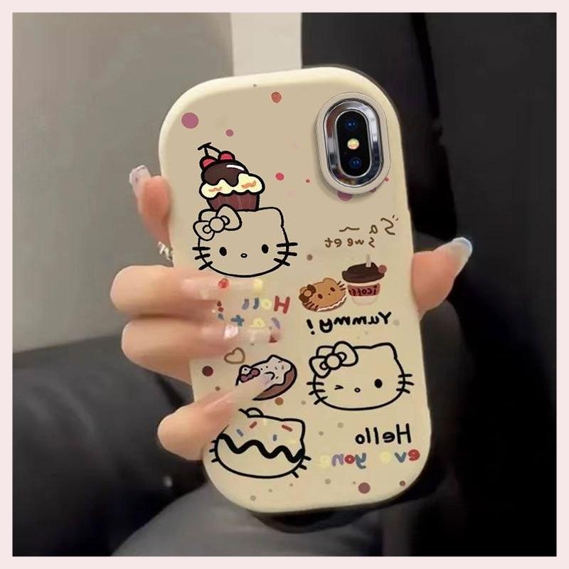 Ốp Silicon Mềm Camera Kim Loại Hello Kitty, Thiết Kế Donut Ngọt Ngào Thích Hợp Cho iPhone 16, 11, 12, 13, 14, 15 Pro Max, 7 Plus, 8 Plus, 11 Pro, 13 Pro, X, XR, XS Max