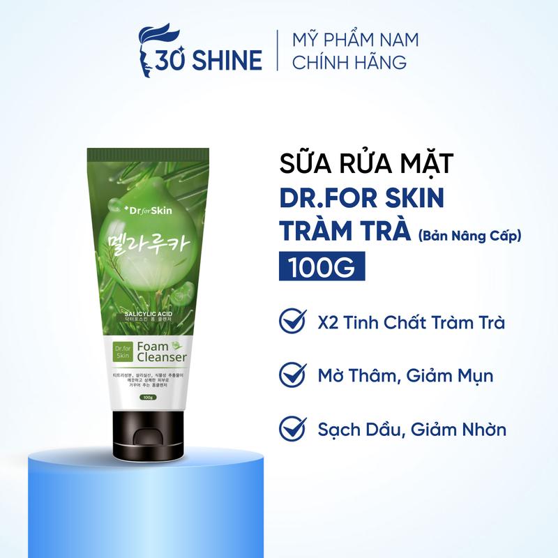 Sữa rửa mặt nam Dr.FORSKIN Tràm Trà 100g - Dưỡng ẩm trắng da làm sạch da hiệu quả 30Shine phân phối chính hãng