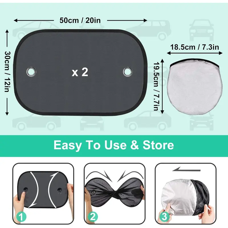 Car Sun Shade, Car Window Shades for Baby, Side Windscreen Window Sunshades, 2 Pack Universal Baby Window Shade, Blocking Harmful UV Rays Sun Glare Heat for Baby Kids Pets, 50 x 30 CM 5