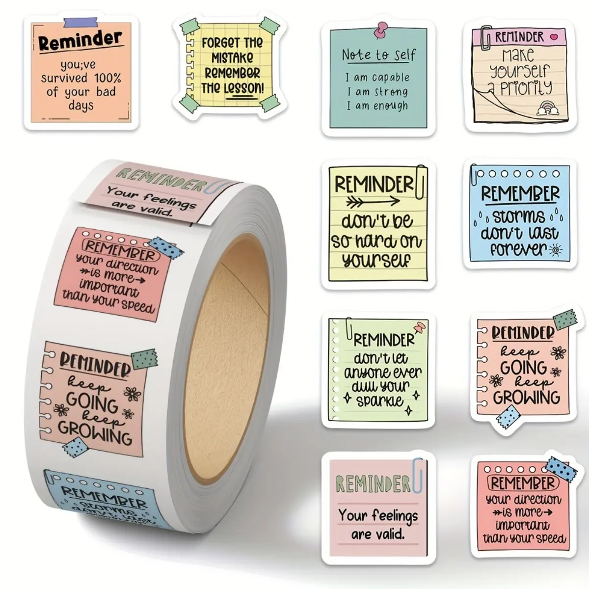 500-Count Roll of Inspirational Reminder Stickers - Self-Adhesive Paper ...