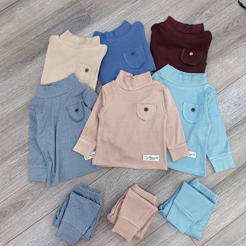 Quần Áo Trẻ Em Bộ Quần Áo Len Tăm Cổ 5P Cho Bé Phong Cách Hàn Quốc Mềm Mịn Co Giãn Thoải Mái 7-17 kg LT01 Cao Su