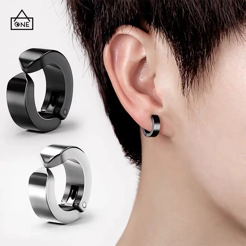 【Jakert】(1 stud earring）Titanium Steel False Ear Nail Ear Clip Magnet False Ear Buckle Domineering No Ear Hole Magnet Earring