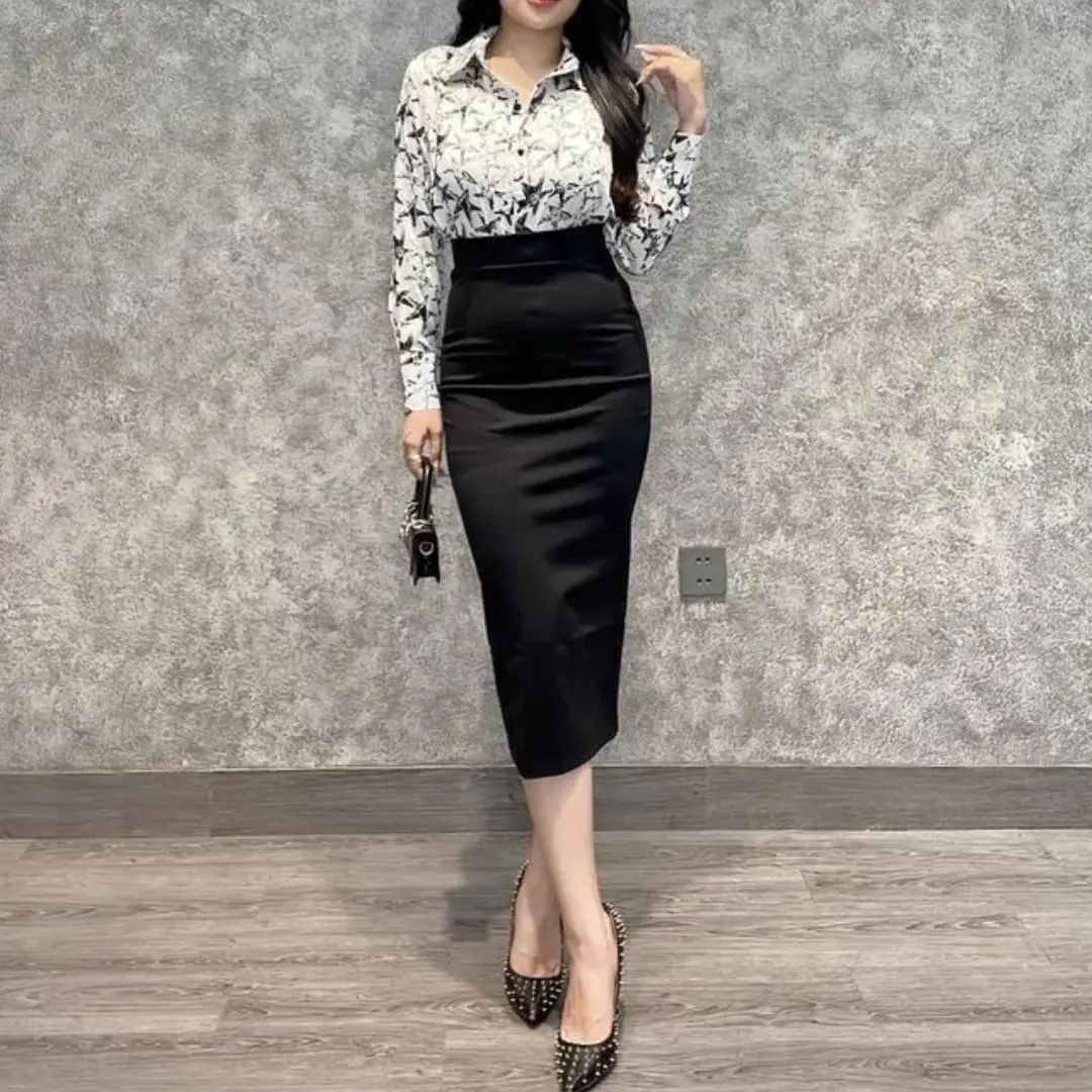 Chân Váy Bút Chì Dáng Dài xẻ sau 80cm Nữ