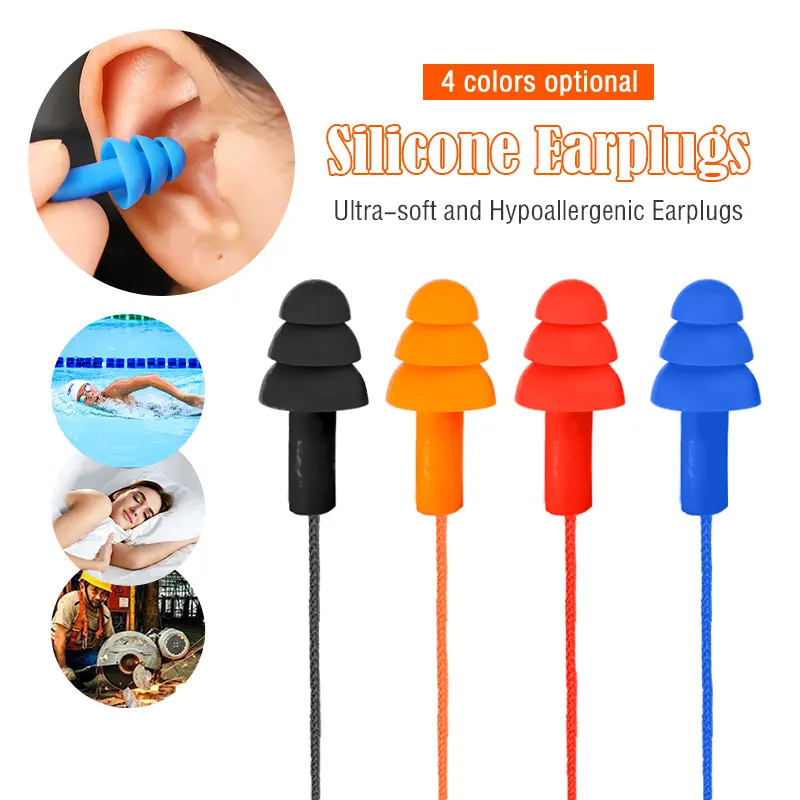 Boxed Color Christmas Tree Type Wireless Protective Silicone Noise And Water Proof Industrial Sleep Earplugs For Swimming Soft Silicone Waterproof Snore Hearing Protect