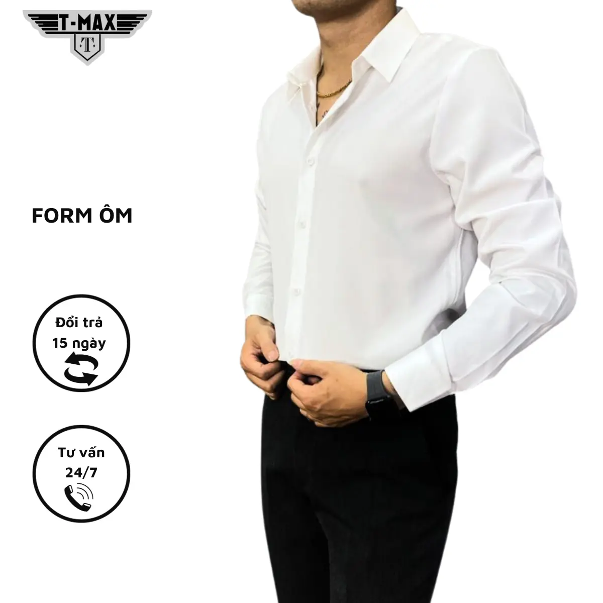 Áo sơ mi dài tay Nam trơn vải lụa dài tay kiều dáng hàn quốc fom ôm  body Ôm gọn Menswear Shirt Trắng sơ  mi