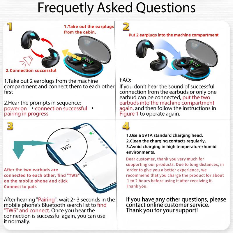 Product Introduction of Wireless Headphones, Invisible Bluetooth-compatible Sleeping Earbuds, Noise Cancelling Headphones for Running, Exercising, Gaming Sports, Electronic Headset Audio, Gifts for Friends, Travel Essentials 18