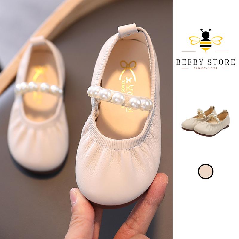 Giày Búp Bê Da Cho Bé Gái, Giày Búp Bê Da Mềm Trang Trí Ngọc Đáng Yêu ( 1 - 8 Tuổi )