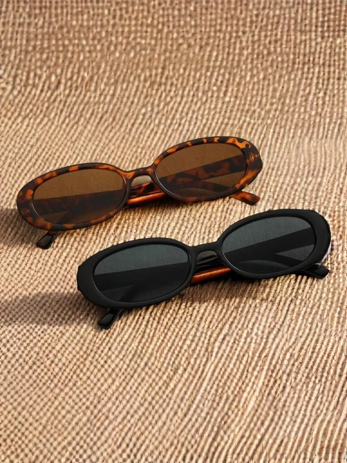 Trendy Tortoiseshell Pattern Sunglasses Set, Vintage Oval Frame Sunglasses for Everyday Use, Fashion Accessories for Outdoor Activities