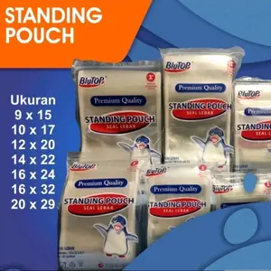 plastik standing pouch stp blutop seal lebar 9x15 10x17 12x20 14x22 16x24 cm bening Wadah jajan Klip