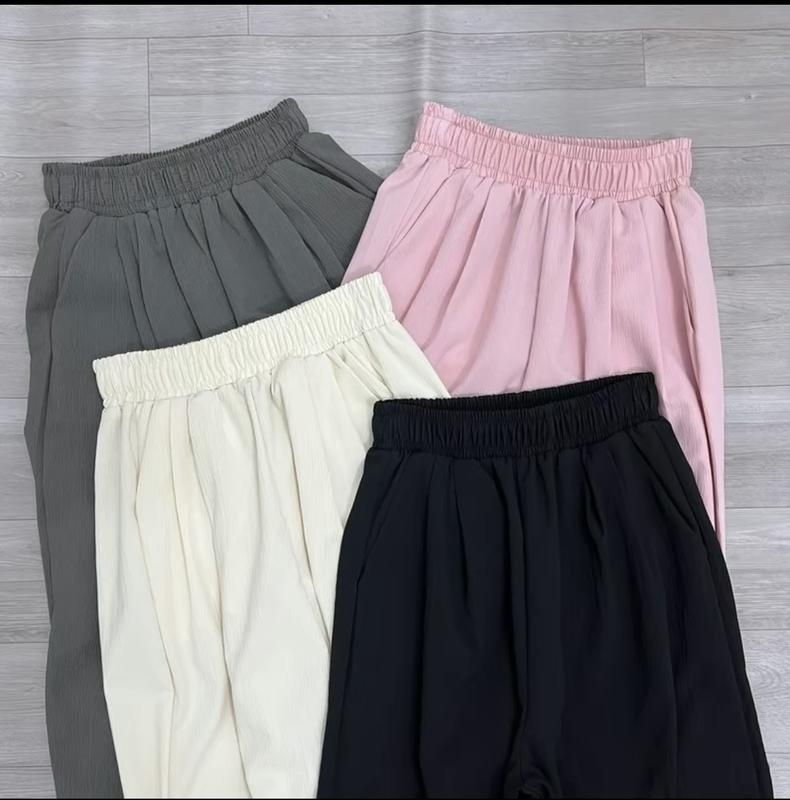 [Combo 2 quần suông đũi nhăn] Quần ống rộng nữ vải Đũi Vân Mây Dáng Suông Unisex Cạp Cao 4 màu Đen, Hồng, Kem, Xám thích hợp mặc 4 mùa