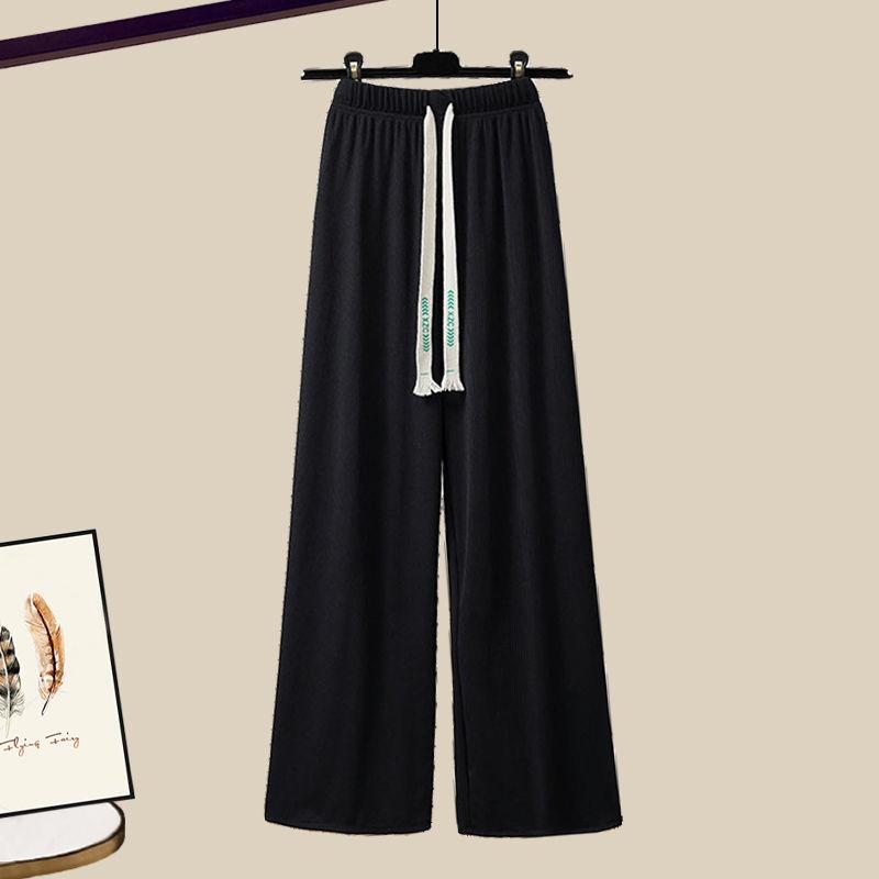 Product Introduction of plus Size Women's Summer Suit Female 2024 New Slim Korean Style Shirt Cross Tank Top Wide Leg Pants Three-Piece Suit Suit 20