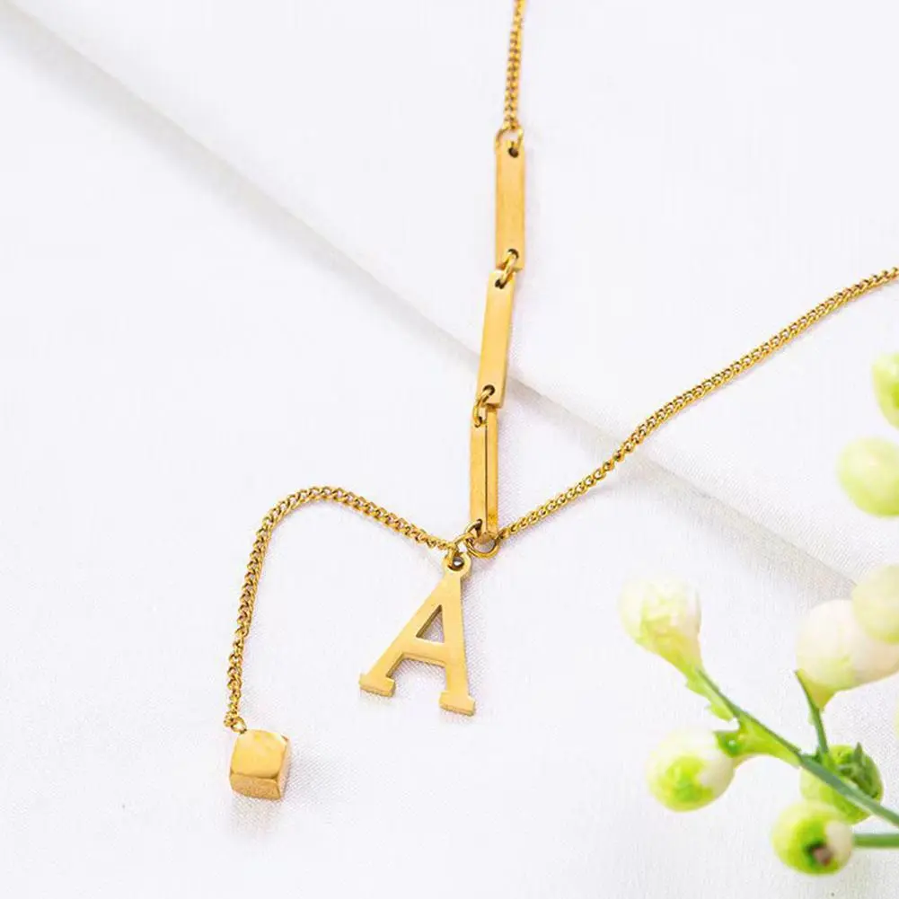 Stainless Steel Fashion Initial Letter Necklace Letters Pendant Necklace