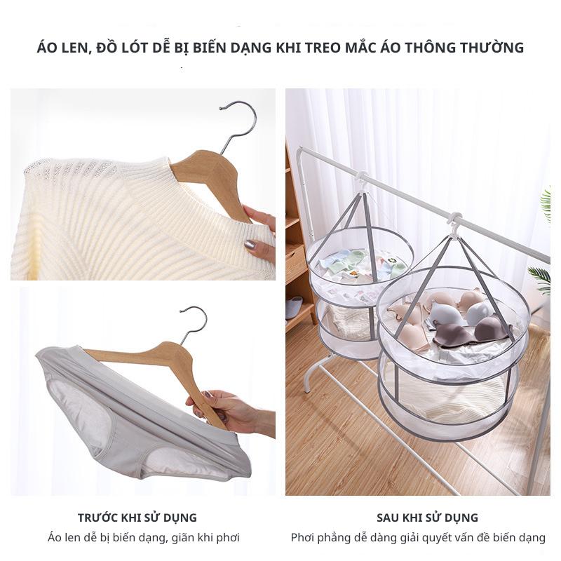 Giỏ lưới phơi đồ lót, tất vớ, áo len, cọ và mút trang điểm chống biến dạng, dung tích lớn, xoay 360 độ NC81 7