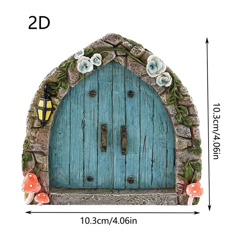 Creative Door Design Garden Decor, Wood Fairy Garden Accessories, Micro Landscape Decoration, Suitable for Outdoor Garden Lawn Decoration 3