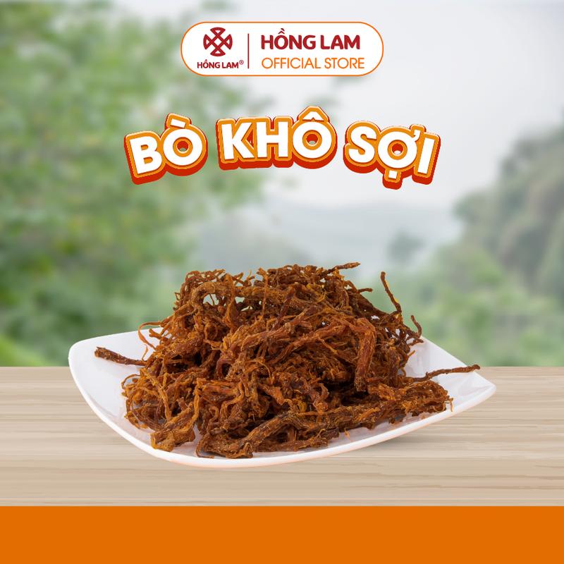 Bò khô Hồng Lam - Gồm 2 loại là miếng và sợi Cay Snack Ăn Vặt