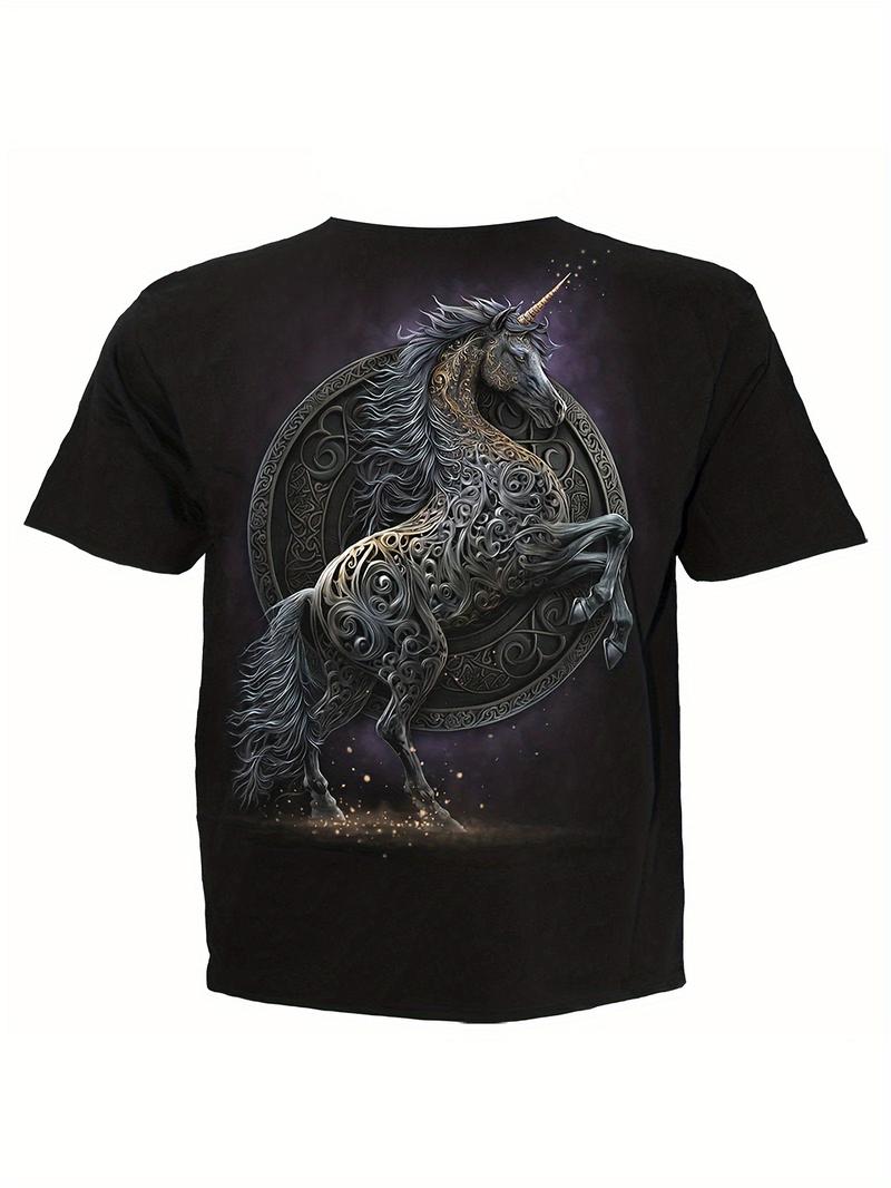 Product Introduction of Fashionable Unicorn Patternt 3D Printed T-shirt: Durable, Elastic, Easy To Care for, Suitable for Casual or Vacation Summer Wear 3