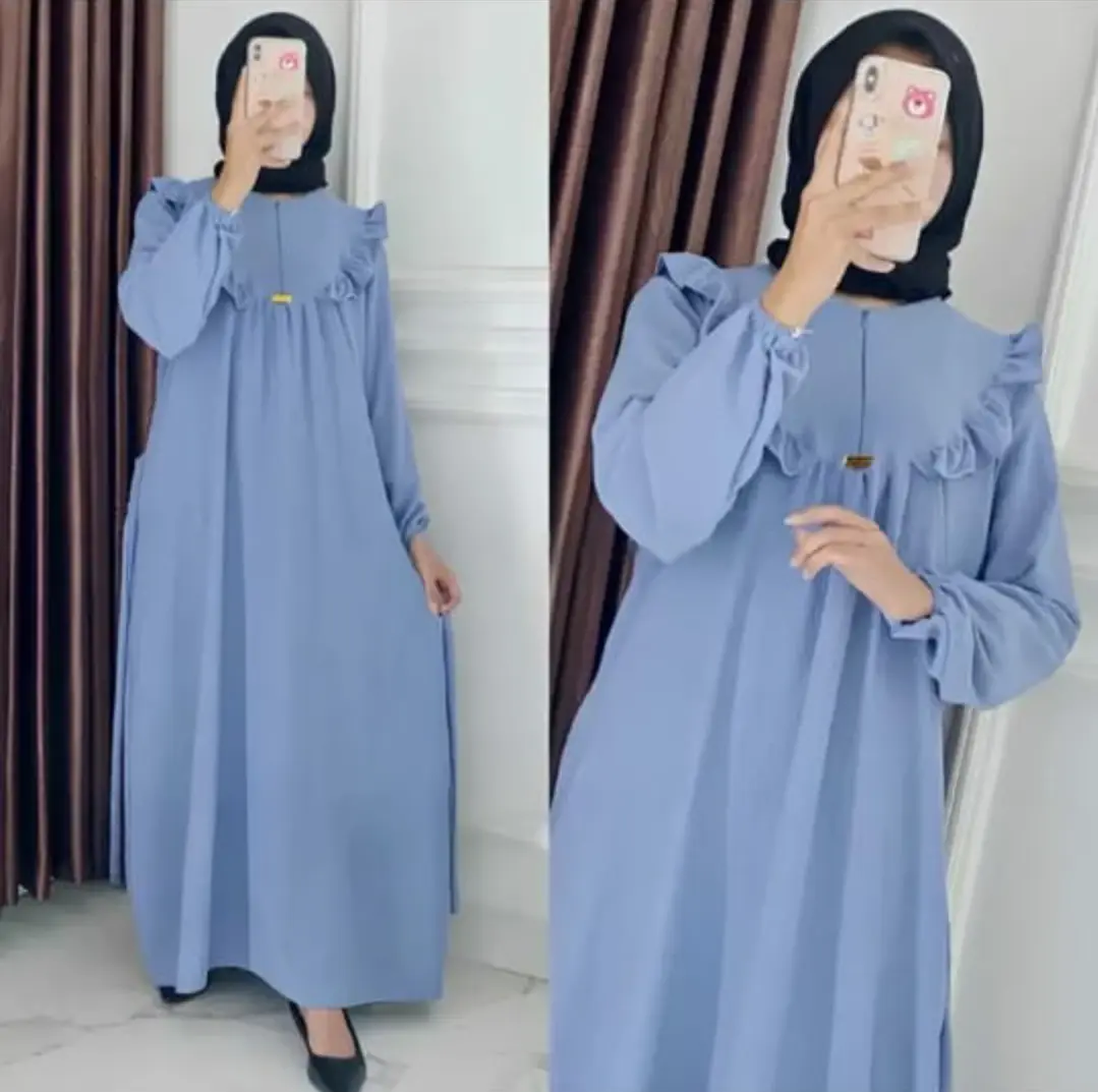 Gamis Crinkle Terbaru Gamis Rempel Dress Lebaran Busui friendly Ld 110 Cm