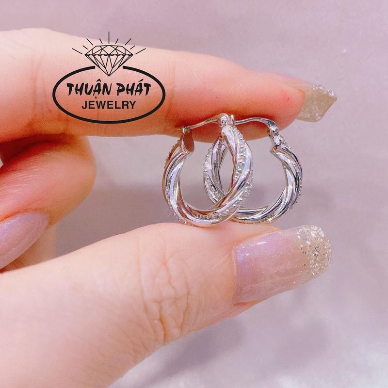 Phụ Kiện Bông Tai Nữ B01028 Khoen Xinh Đeo Tai Sang Trọng Trang Sức Bạc Ý Xi Bạch Kim - Bạc Thuận Phát