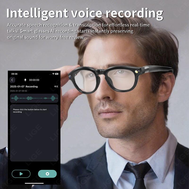 LIGE Smart AI Glasses 800W 4K HD Camera Shooting Video 290mAh Chat Voice Control Translation Bluetooth Call Color-change Lenses - Image 4