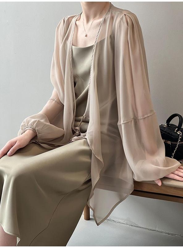 Product Introduction of Áo Cardigan Chống Nắng, Chất Liệu Voan, Dành Cho Nữ, Thời Trang Mùa Hè, Áo Mỏng Dự Tiệc Trên Bãi Biển, Tay Phồng Dáng Rộng Rãi, Áo Sơ Mi Dễ Phối Đồ 15