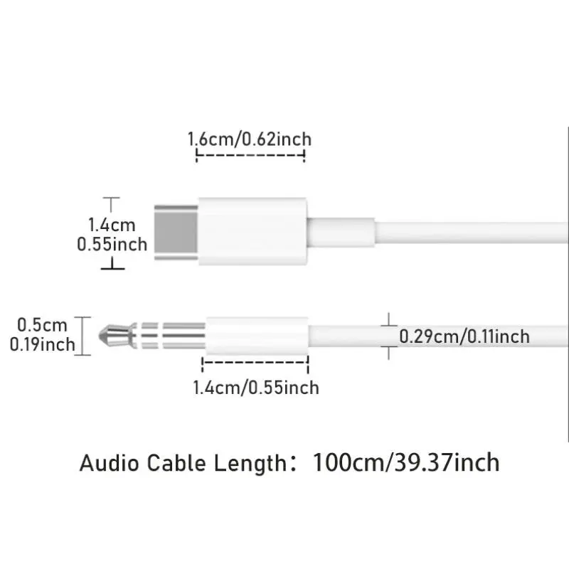 Type-C To 3.5mm Auxiliary Stereo Audio Adapter, 1M Type-C Audio Cable, Suitable For Android Type-C Mobile Phone, Headphone, Portable 1