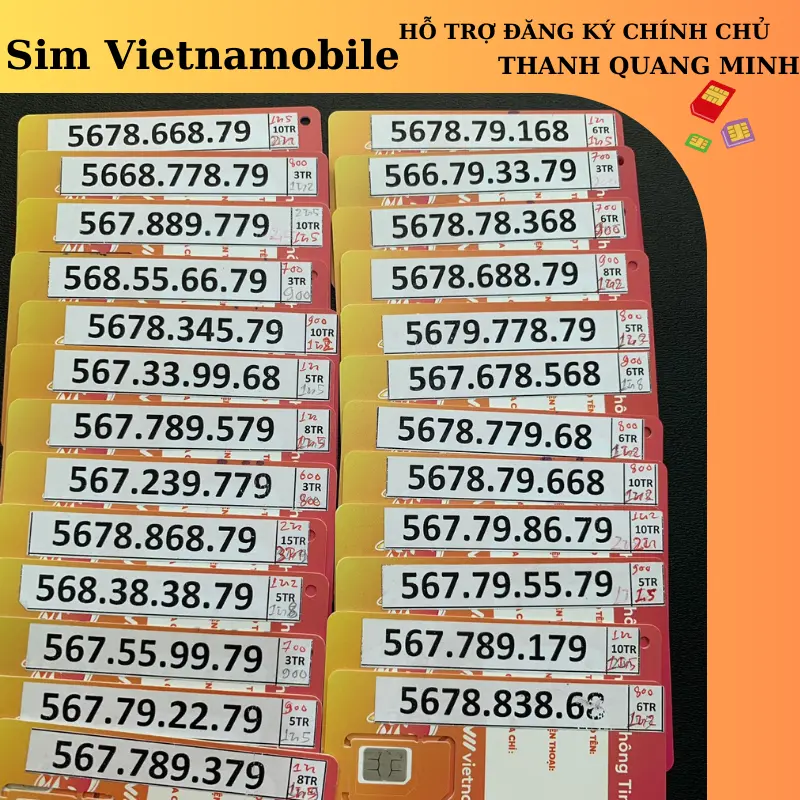 [2V]SIM SỐ ĐẸP VIETNAMOBILE, SIM TRẢ TRƯỚC,CÓ HỖ TRỢ ĐĂNG KÝ CHÍNH CHỦ