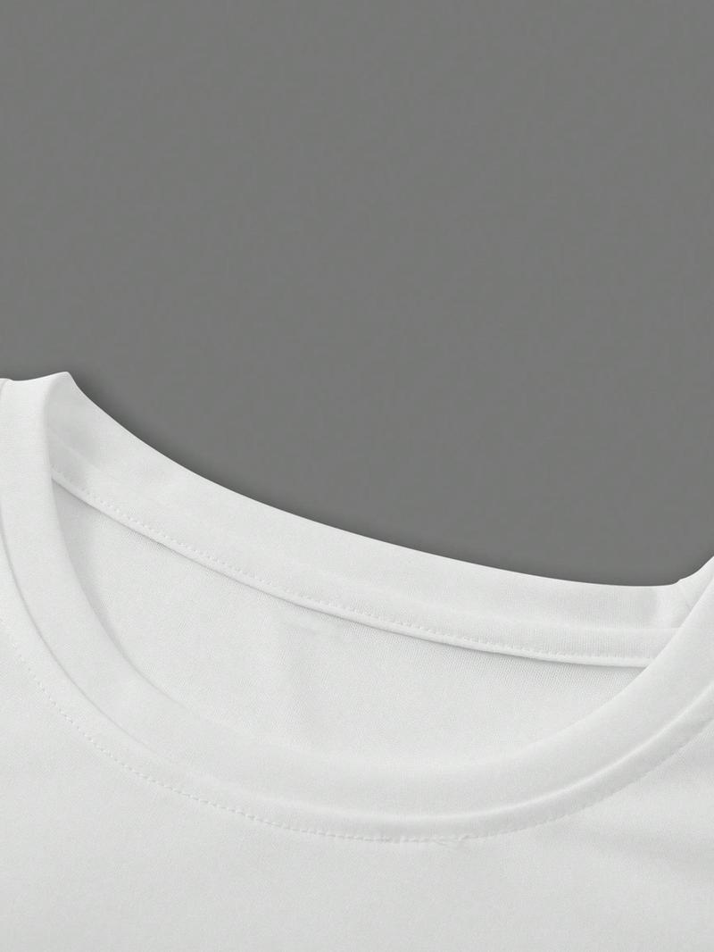 Product Introduction of Plus Size Men's Letter Print Round Neck Tee, Casual Short Sleeve T-shirt for Summer, Men's Plus Size Top for Daily Wear 8