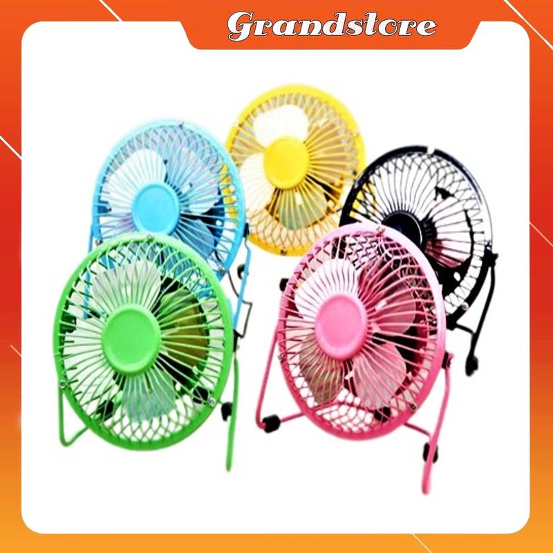Quạt mini lồng sắt 4 cánh nhỏ gọn mát cắm điện cổng usb gập xoay để bàn làm việc văn phòng xe hơi ô tô giường ngủ em bé