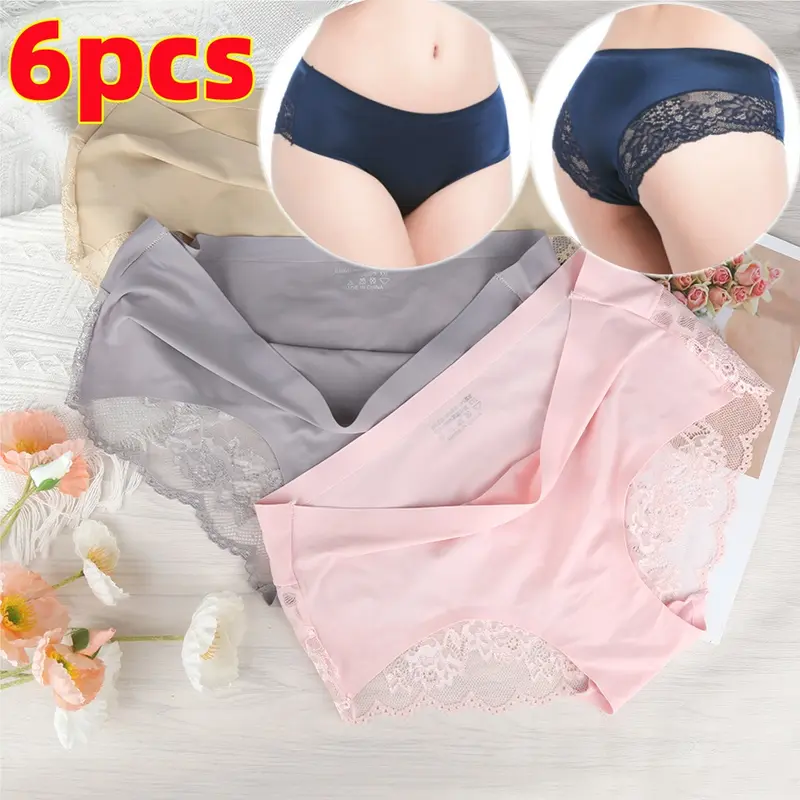 Quần Lót Không Đường May Cho Nữ, Ren Thoải Mái, Thêu Và Khoét Lỗ, Thoáng Khí, Không đường May, Tinh Tế, Thích Hợp Cho Thể Thao Và Đồ Lót, Đồ Lót Mềm, Quần Lót, Quần Áo Nữ, Mua 3 Lấy 3 Ưu Đãi, [Thanh Toán Khi Nhận Hàng / Giảm Vận Chuyển] 0