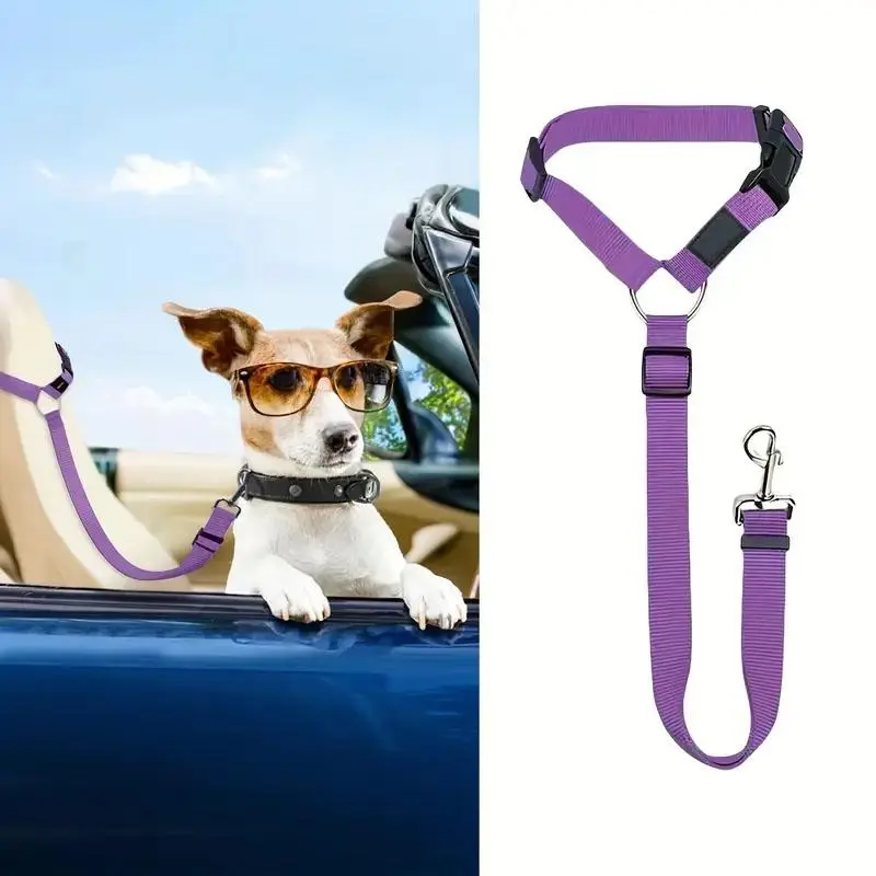Adjustable Dog Car Seat Belt, 1 Count Pet Car Safety Belt with Sturdy Metal Buckle, Comfortable Pet Travel Accessories for Outdoor Walking 0