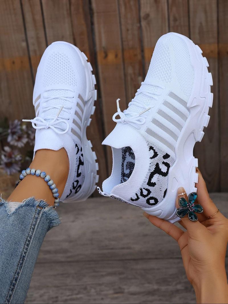 Product Introduction of Women's Fashion Leopard Print Lace Up Low Top Sneakers, Casual Comfortable Sports Running Shoes, Female All-match Round Toe Shoes for Daily Wear,  Shoes for Women 6