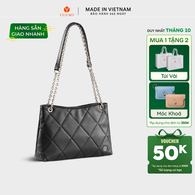 Túi Yuumy (Thời trang nữ chần bông quả trám size 28 - Túi đeo chéo da Seasand YN280)