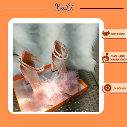  Nữ  Gót Vuông Bít Gót Mũi Tròn Cao 8cm Màu Hồng Trắng Đen Tiểu Thư Dễ Thương - CGLVGV DéP Shoes Sandal Đế Cao Hoa Cao Su Đồng cao gót lông vũ giày 