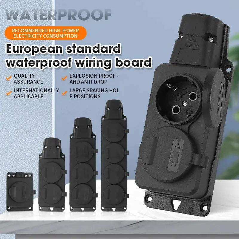 IP54 16A Eropa Soket Listrik Tahan Air Stop Kontak Outdoor Steker UE Plug-in Socket Outdoor Rainproof 250V