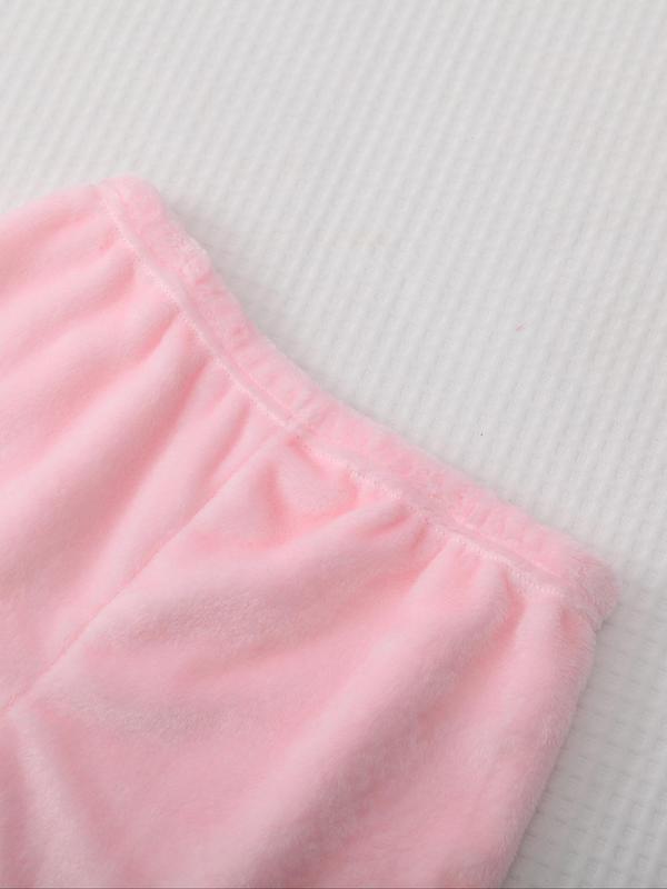 Women's Plain Flannel Pyjamas Set, Tank Top & Elastic Waist Shorts, Soft Comfortable Pajamas for Sleepwear Loungewear, Comfy Loungewear Set 6