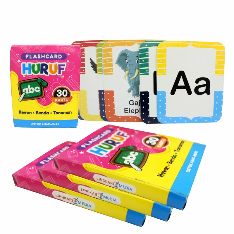 Flash Card Edukasi Anak : Angka 1 2 3 / Huruf ABC Isi / Mengenalh Huruf Hijaiyah Kartu / Lingkar Media LM - LM 2