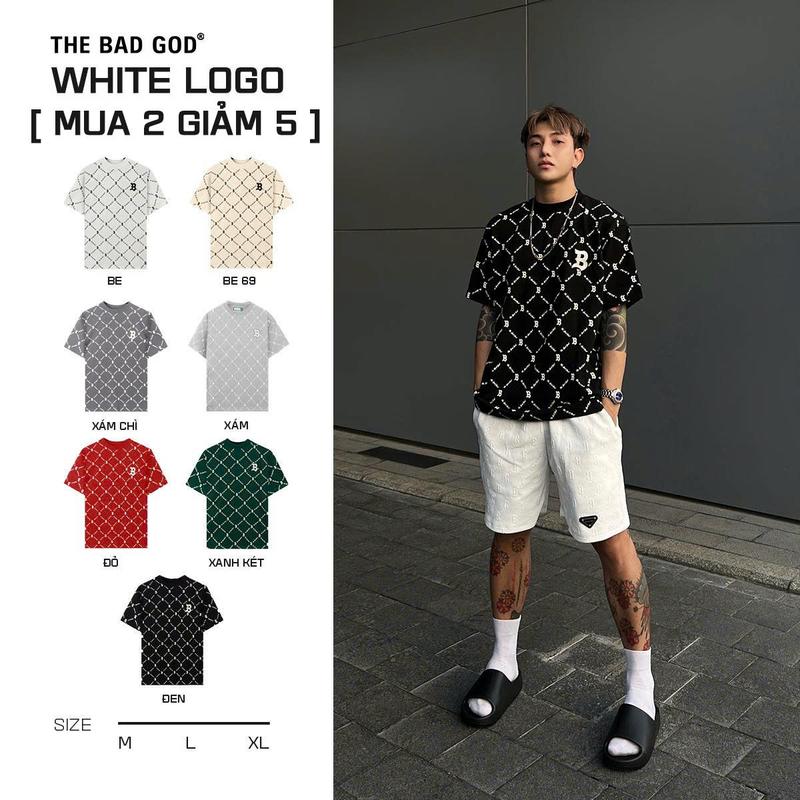 [MUA 2 GIẢM 5%] Áo Thun Cổ Tròn Nam The Bad God White Logo Chất Liệu COTSYN In Họa Tiết Monogram Thêu Logo - Menswear - BST Áo thun năm 2025