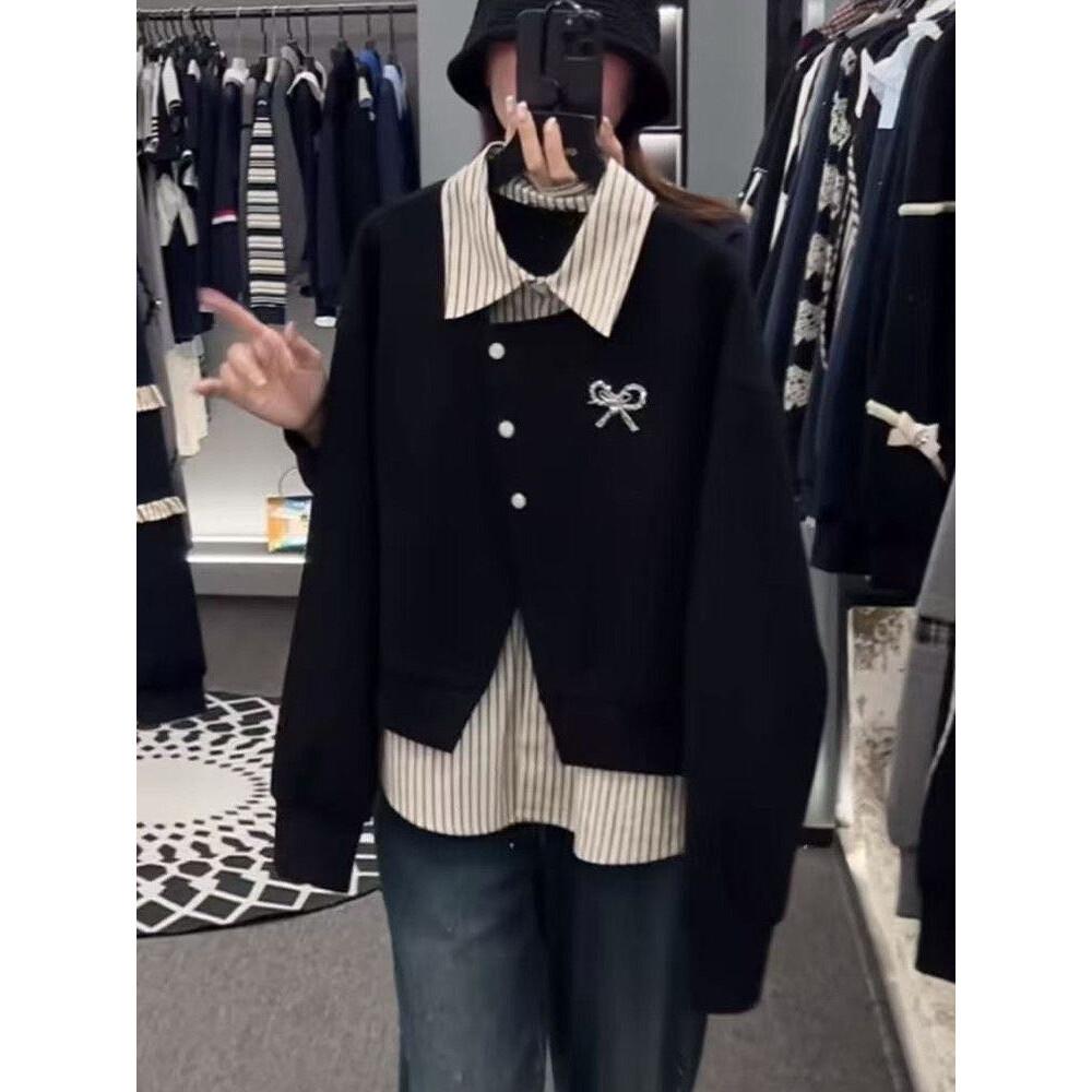 CHICMORE Kemeja lengan panjang dengan desain fashion dan efek dua potong