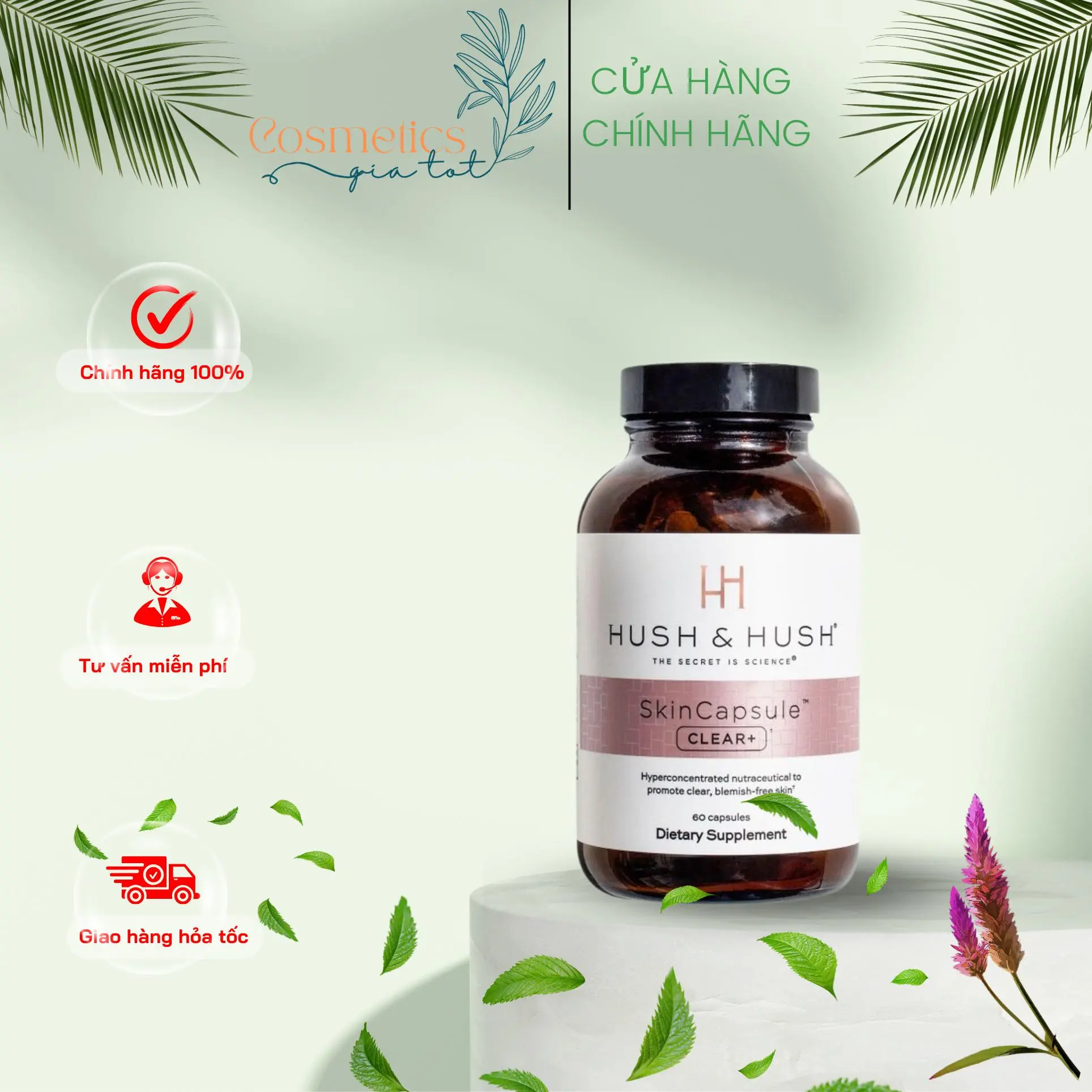 Hush & Hush Skincapsule Clear - Viên uống giảm mụn nội tiết