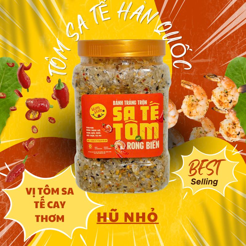 Bánh tráng sợi vị Sa tế tôm mix rong biển - hũ nhỏ - Ăn Vặt YumYum Food - Cay, Thơm, Giòn Tan - Snack