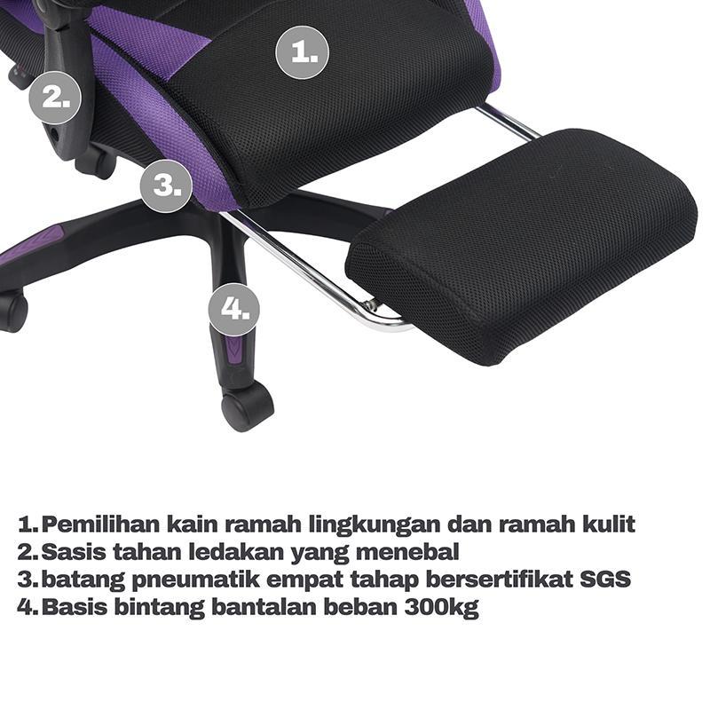 JOLEE- Kursi Gaming pijat dan relaksasi kelas atas, Kantor Jaring Kursi Kerja Ergonomis Kursi Gaming Chairs Besi Furniture Roda Sandaran - JF-G06 PINK+WHITE