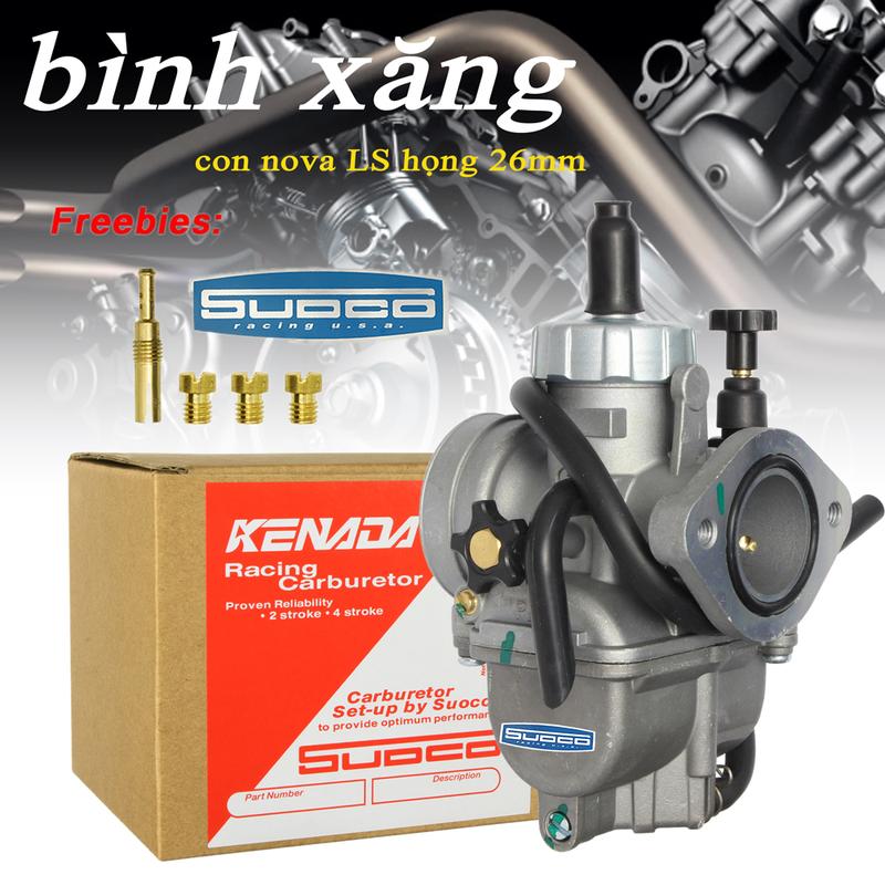 Bình xăng con nova LS họng 26mm co THÁP co bắt ốc Wave Dream Sirius