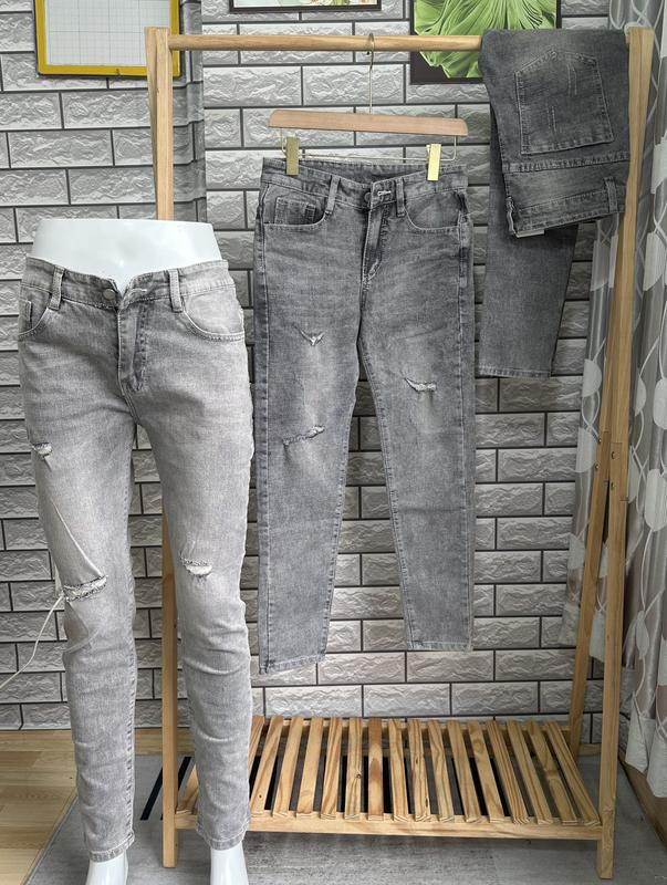 QUẦN JEANS NAM DÀI XÁM RÁCH XƯỚC 2 BÊN TẠO KIỂU PHONG CÁCH -QUẦN BÒ NAM CO GIÃN CHẤT DÀY MỊN FORM TÔN DÁNG 0