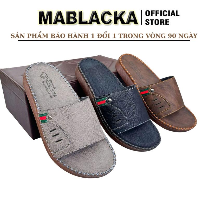Dép da nam quai ngang đẹp, kiểu dáng trẻ trung, cao cấp - D104.1 Slipper Cao Su DéP  Nhung Đế Bằng Đồng
