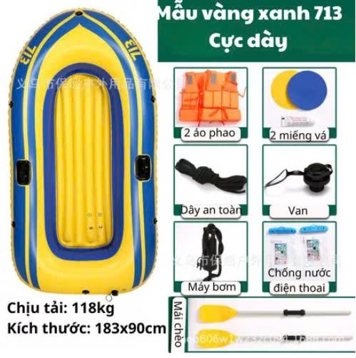 Thuyền Cứu Hộ Có Áo Phao , Thuyền Bơm Hơi Kèm Mái Chèo, Câu Cá, Dã Ngoại 2 Người, Xuồng Phao Gấp Gọn Nam Nữ