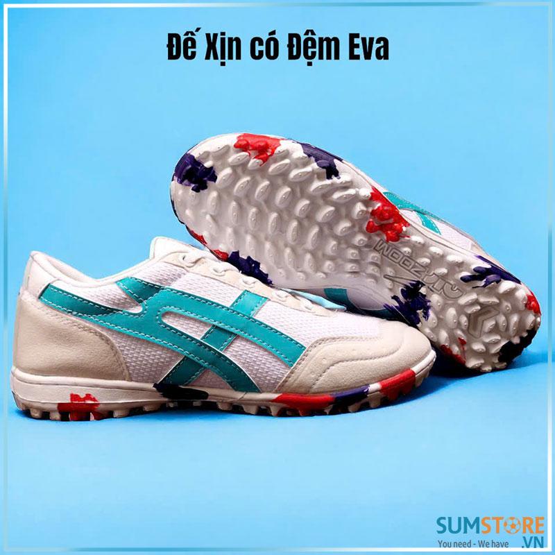 Giày Đá Bóng Xịn Trắng Loang Ráp Đế TF Có Đệm Eva - Giày Bata Thể Thao Dòng Cao Cấp